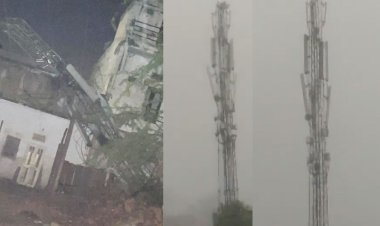सूखे तिनके की तरह धराशायी हो गया विशाल मोबाइल टावर, वीडियो उड़ा देगा होश