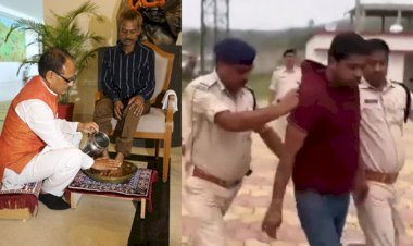 सीएम शिवराज सिंह ने धोए पेशाब कांड पीड़ित के पैर, माफी मांगी, आरोपी को धक्के मारते ले गई पुलिस