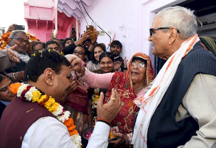 chief minister of rajasthan  bhajan lal sharma in his village atari bharatpur