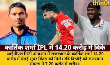 IPL ऑक्शन: कार्तिक शर्मा 14.20 करोड़ में CSK को; रवि बिश्नोई RR में