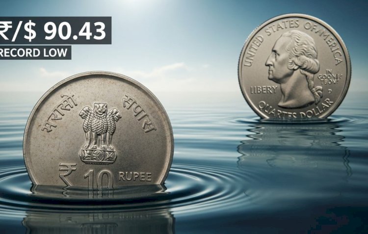 रुपया डॉलर के मुकाबले 90.43 के रिकॉर्ड निचले स्तर पर
