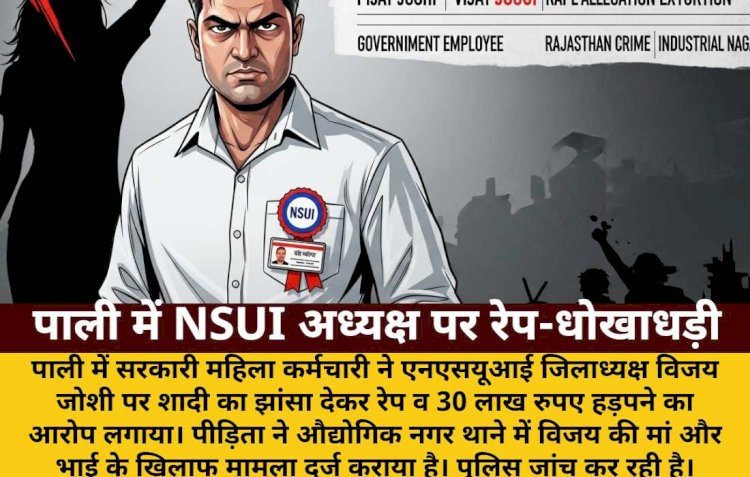 पाली: NSUI जिलाध्यक्ष पर रेप, 30 लाख हड़पने का आरोप