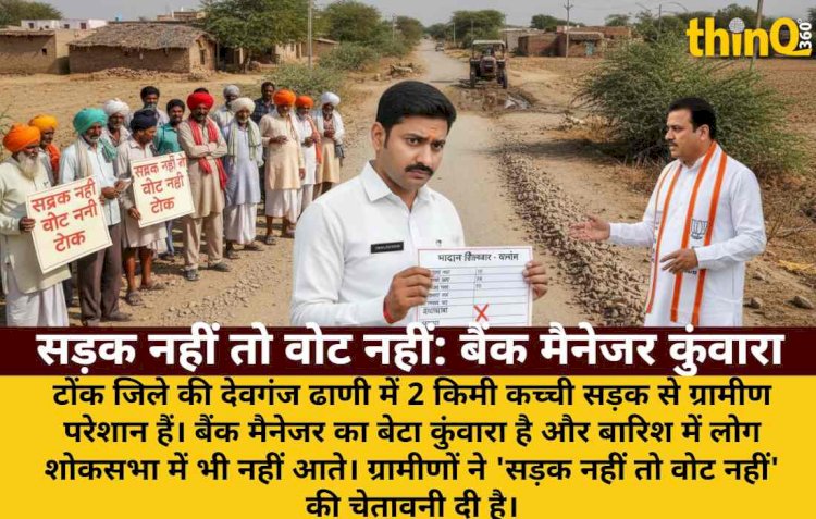 टोंक: सड़क न होने से बैंक मैनेजर कुंवारा, ग्रामीण बोले- 'सड़क नहीं तो वोट नहीं'