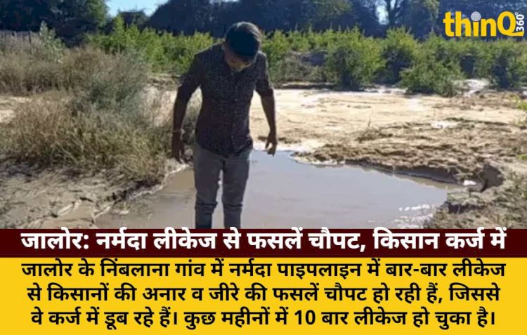 जालोर में नर्मदा पाइपलाइन में 10 बार लीकेज, किसान कर्ज में डूबे