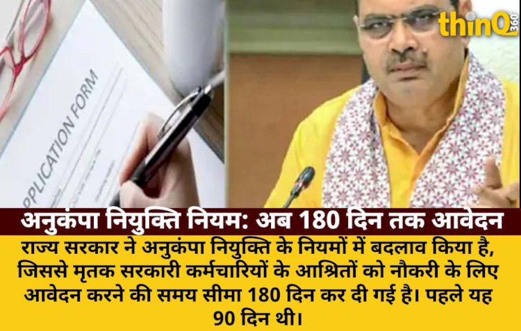 अनुकंपा नियुक्ति नियमों में बदलाव: आवेदन की समय सीमा बढ़ी