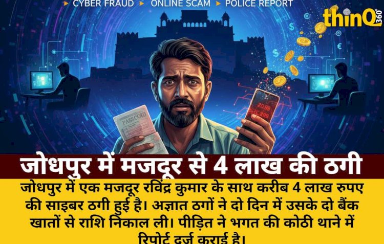 जोधपुर: मजदूर के खातों से दो दिन में 4 लाख की साइबर ठगी