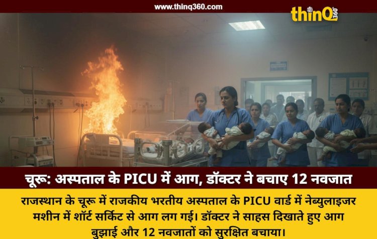 चूरू के राजकीय भरतीय अस्पताल के PICU वार्ड में शॉर्ट सर्किट से लगी आग, डॉक्टर की सूझबूझ से सुरक्षित बचे 12 नवजात