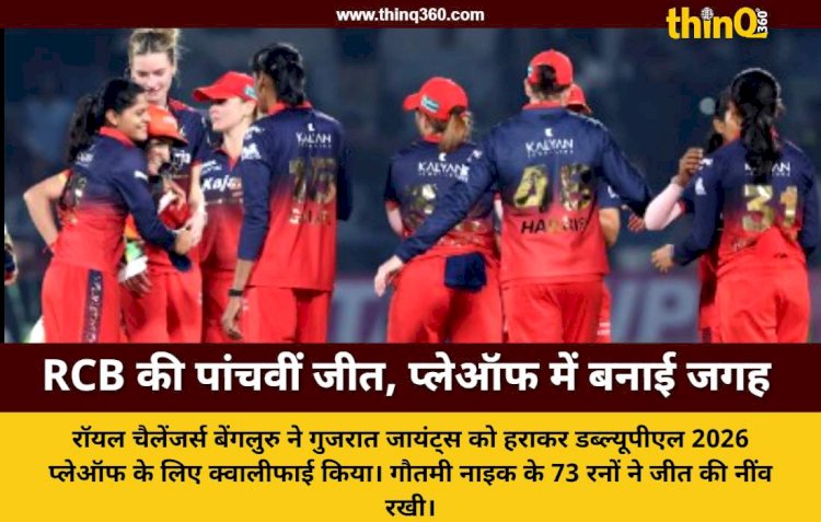 आरसीबी ने गुजरात जायंट्स को 61 रनों से रौंदा, प्लेऑफ में पहुंचने वाली पहली टीम बनी